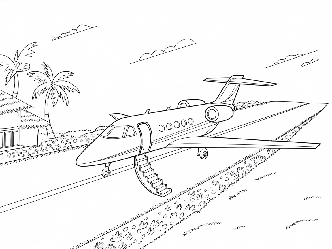 Land on This Private Jet Coloring Page