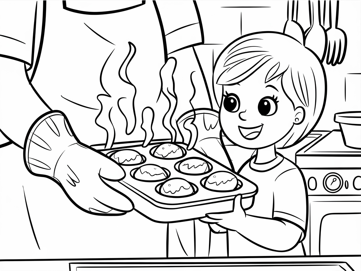 Savor the Moment with This Baking Muffins Coloring Page