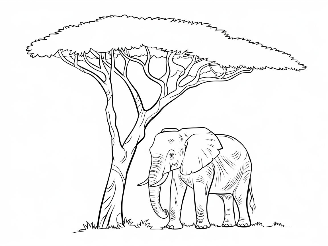 Elegant Elephant Beneath the Savanna Tree
