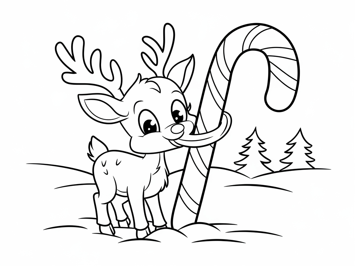Sweet-Toothed Baby Reindeer Finds a Candy Cane