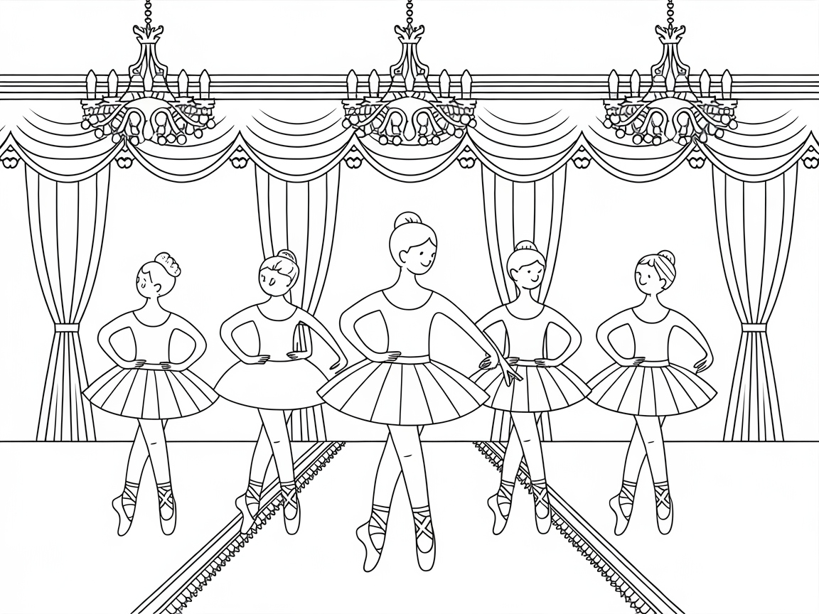 Elegant Theater Ballet Coloring Page