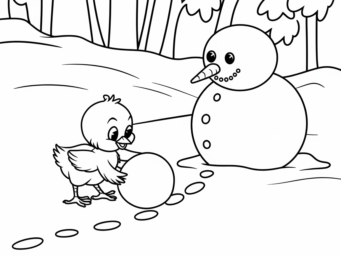 Winter Fun with Snowman-Building Chick