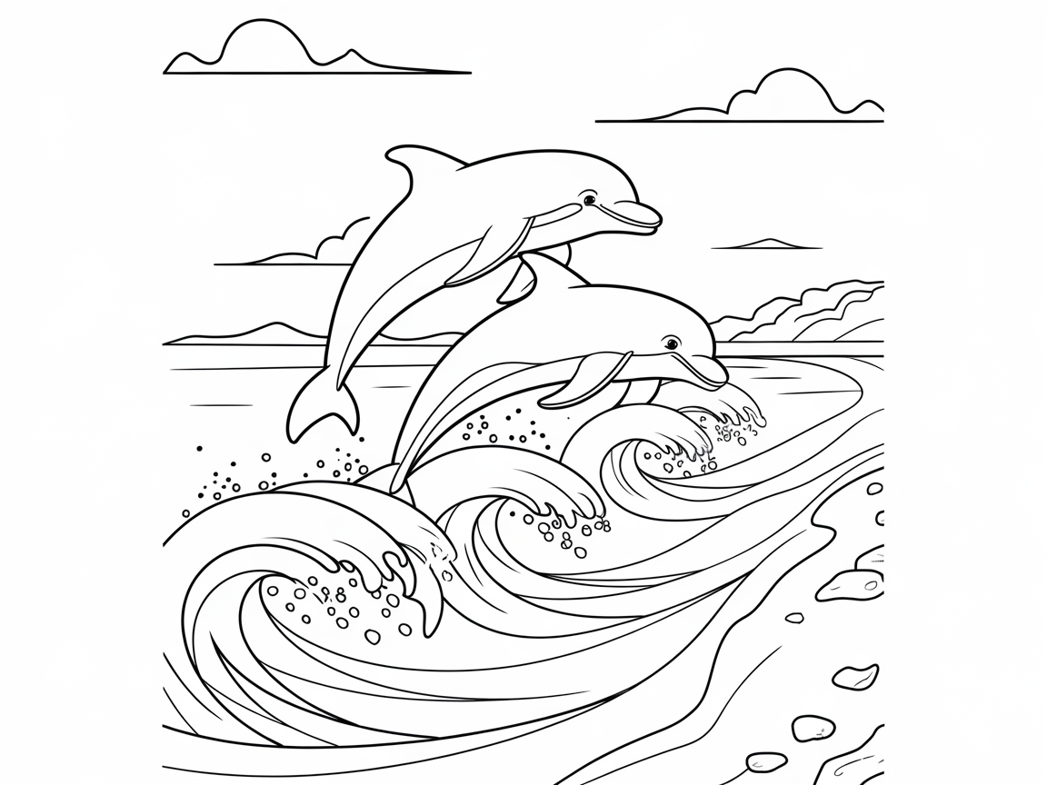 Dive into Fun with This Dolphin Duo Coloring Page