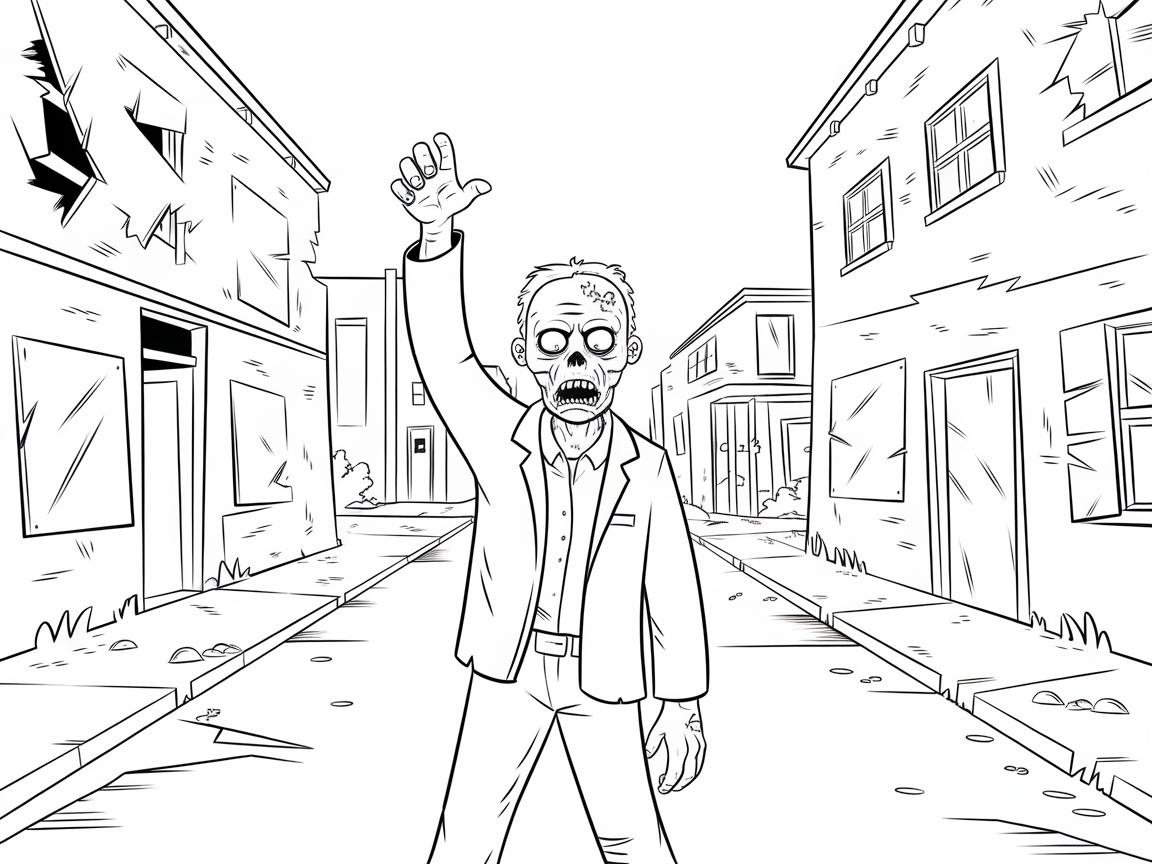 Zombie Apocalypse Coloring Page Awaits