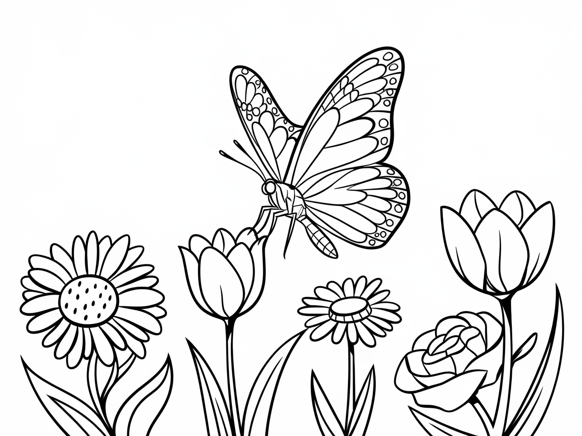 Fluttering Butterfly Among Spring Blossoms