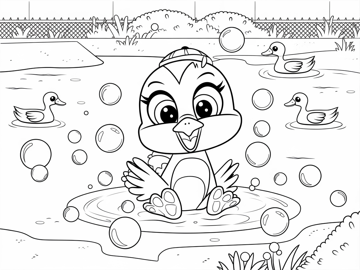 Joyful Hatchling Raptor in a Bubble Bath