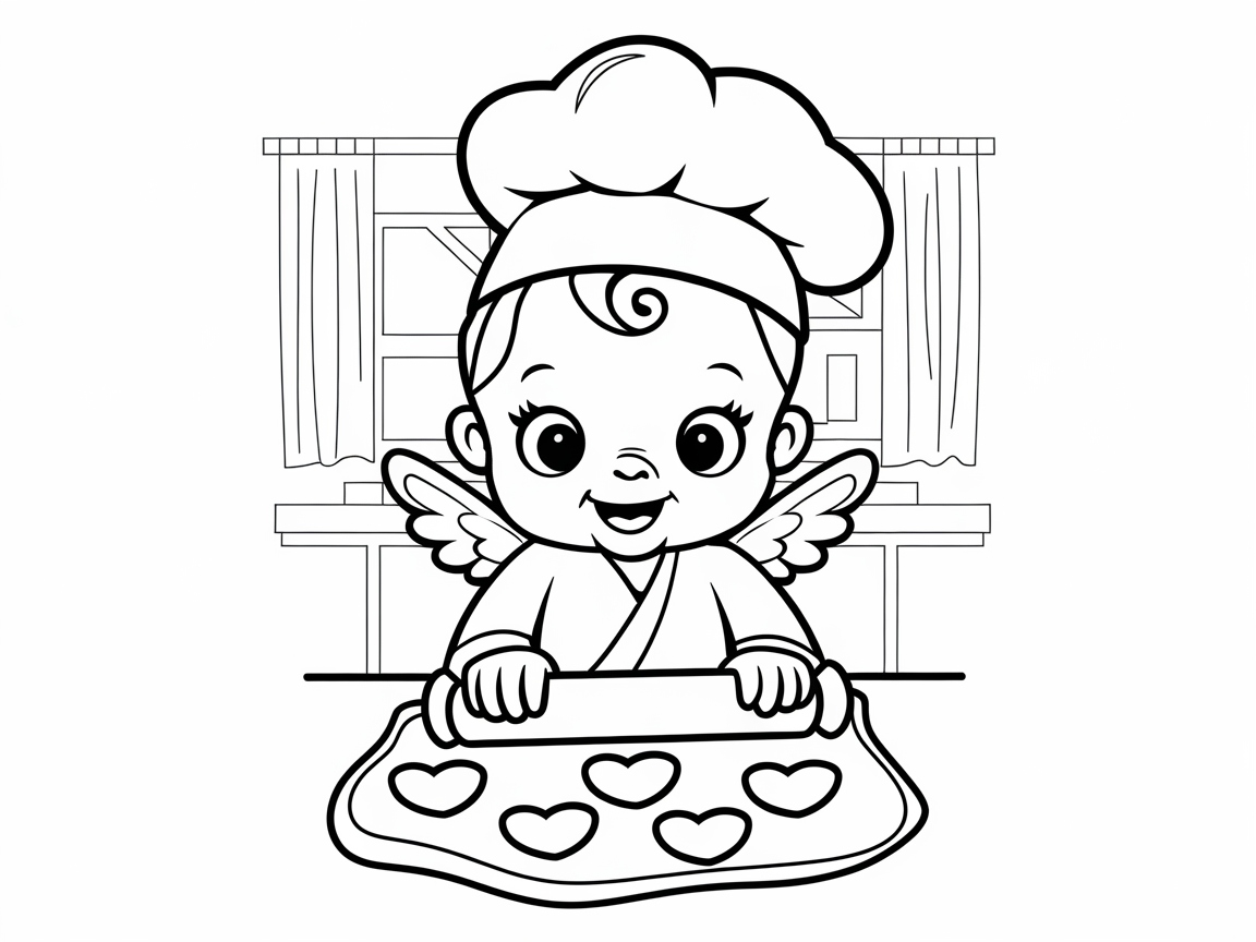 Culinary Cherub Baking Heart-Shaped Cookies