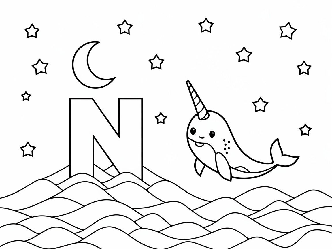 Navigate the Night with the Letter N and a Narwhal