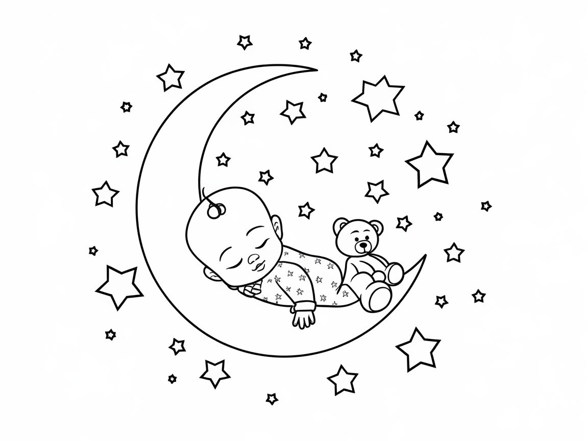 Sweet Dreams: Baby and Teddy on the Moon