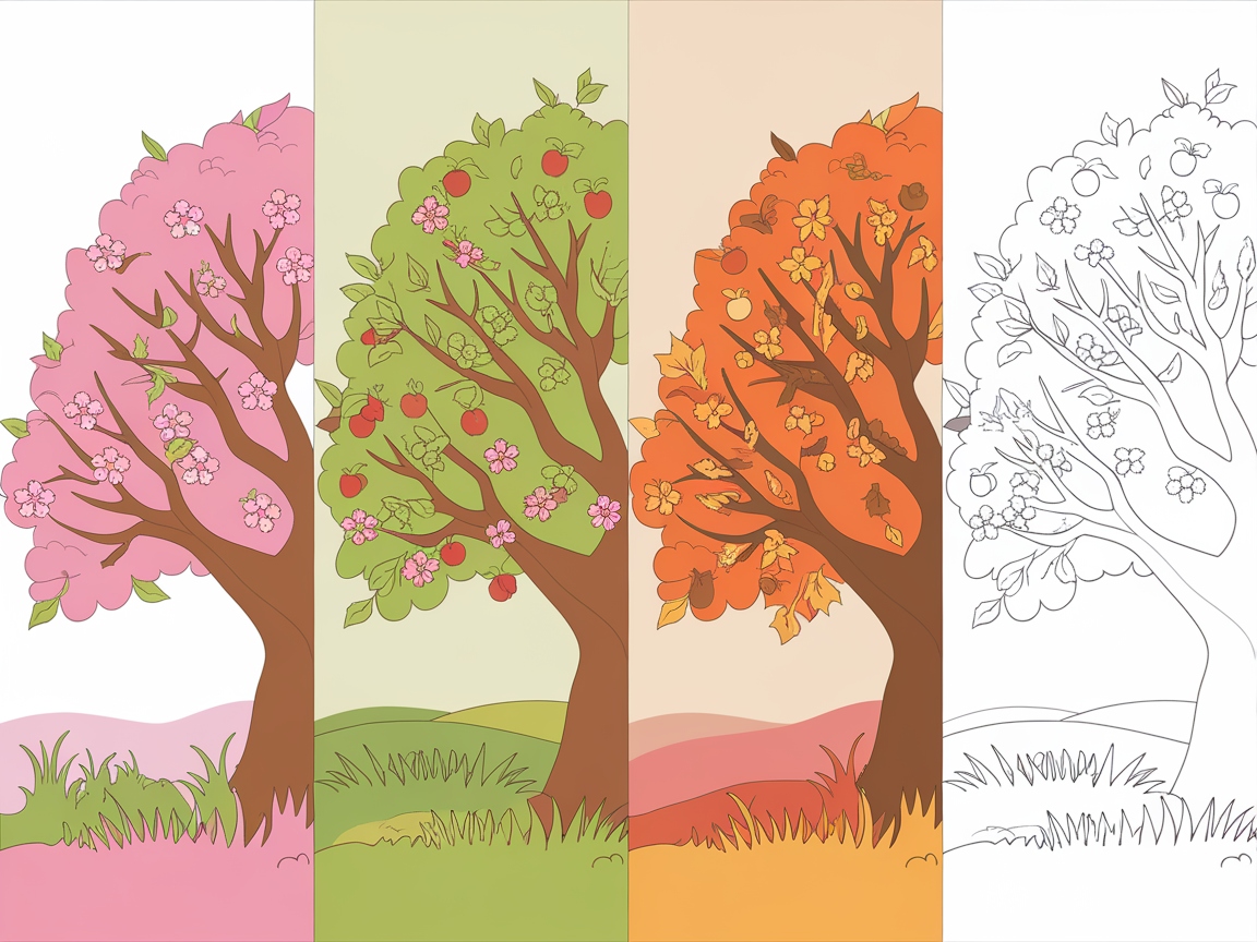 Explore the Seasons with This Apple Tree Coloring Page