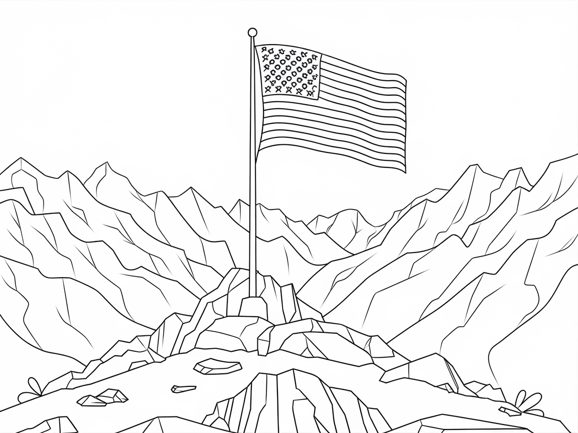 Stand Tall with This Majestic Mountain Flag Scene