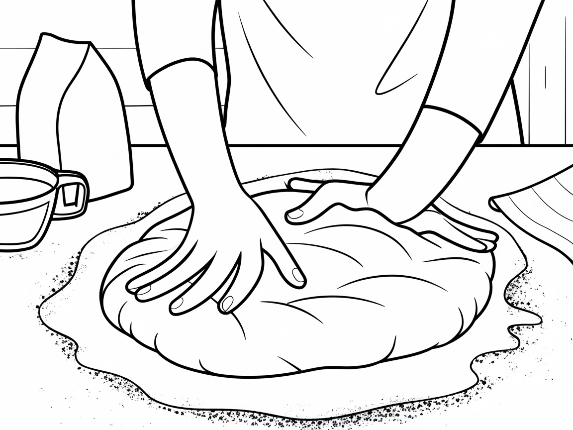 Get Hands-On with This Dough Kneading Action Coloring Page