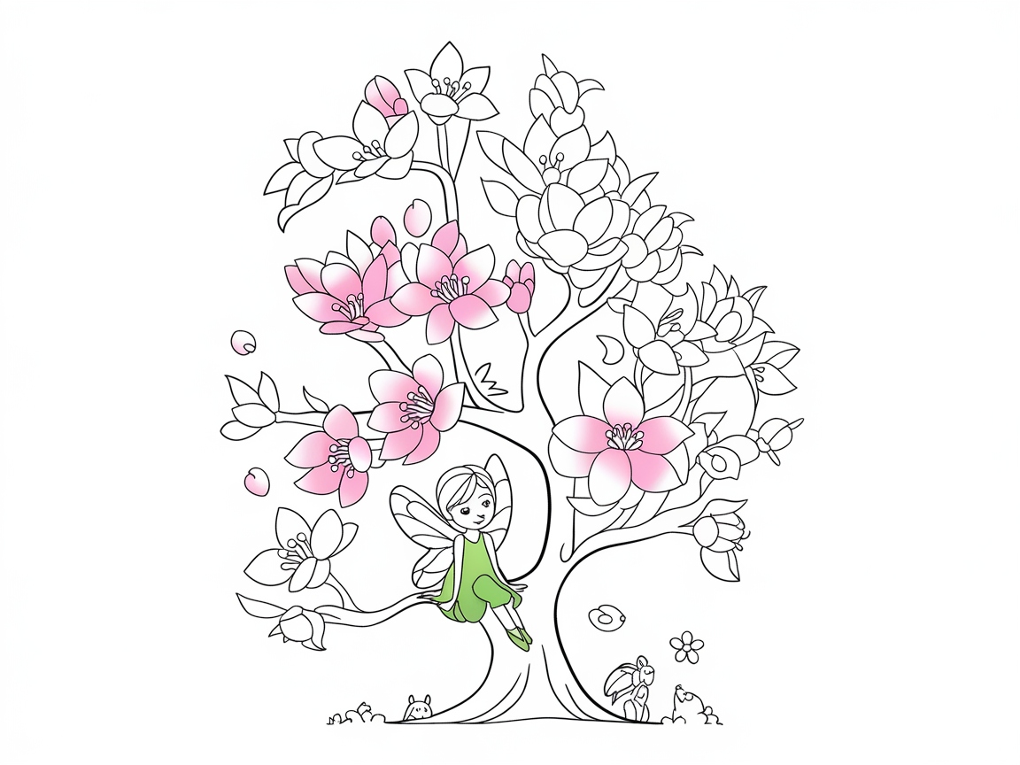 Enchanting Fairy Among Blossoming Apple Flowers