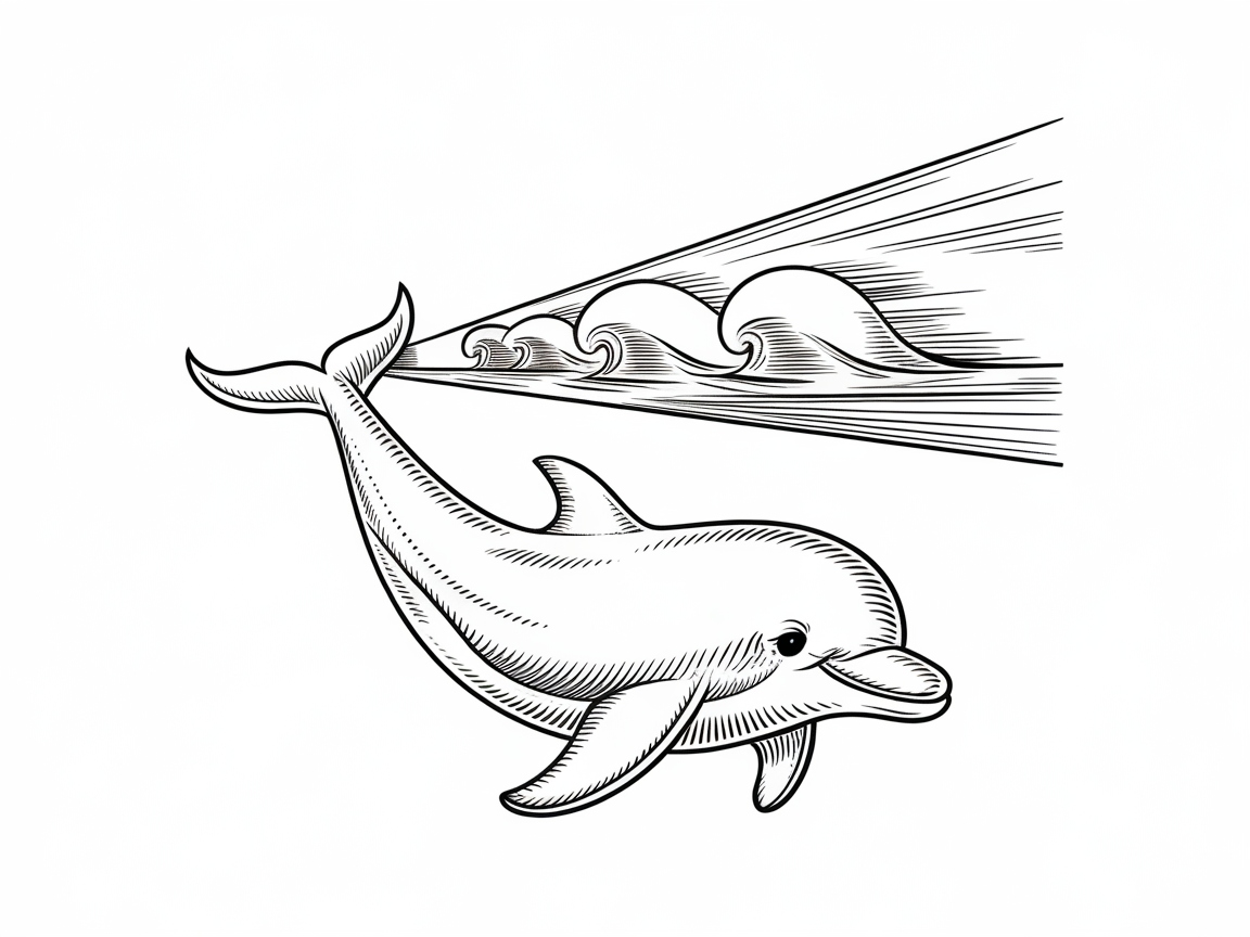 Surf the Waves with This Joyful Dolphin Coloring Page