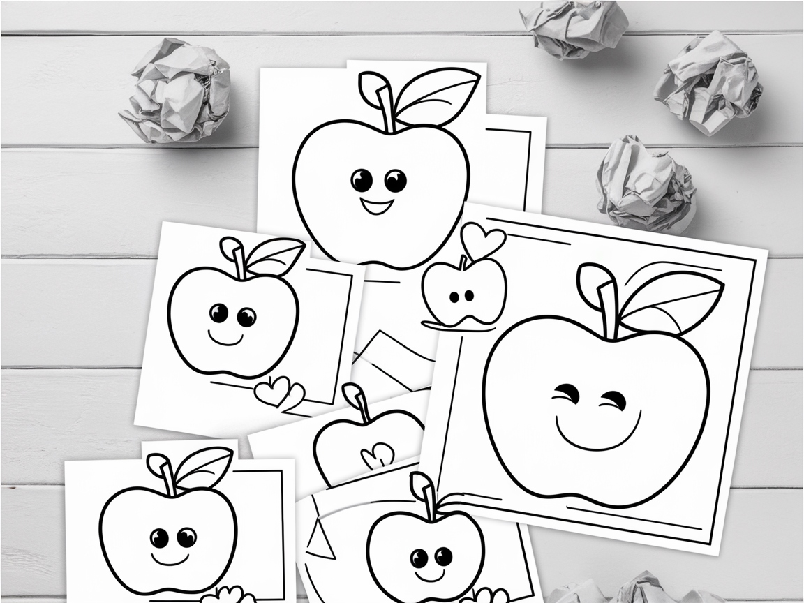 Smiling Apple Faces Coloring Page