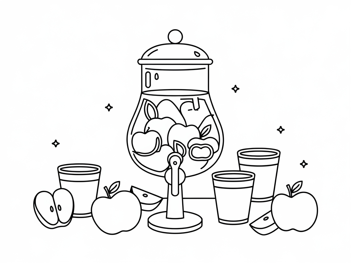 Fun Apple Punch Bowl Coloring Page