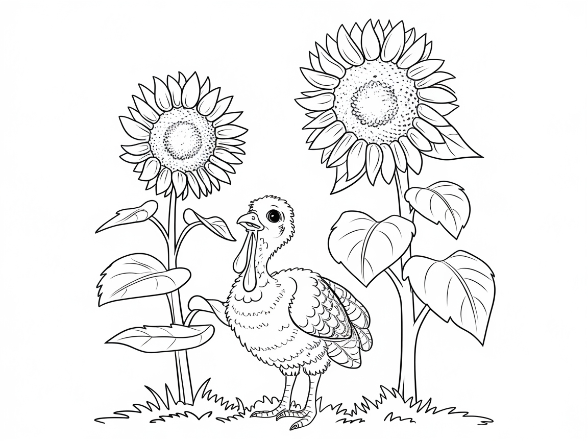 Bring This Baby Turkey and Sunflowers to Life