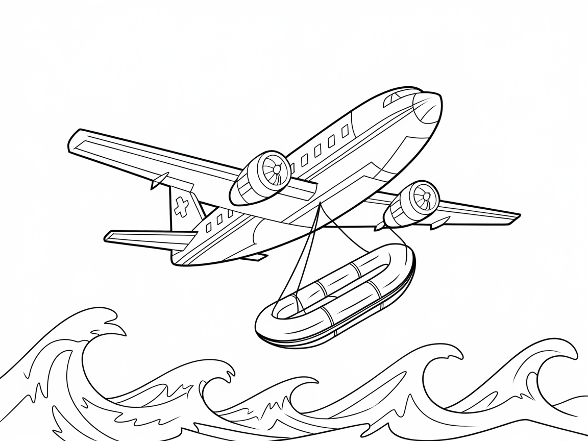 Rescue Mission Adventure with This Seaplane Coloring Page