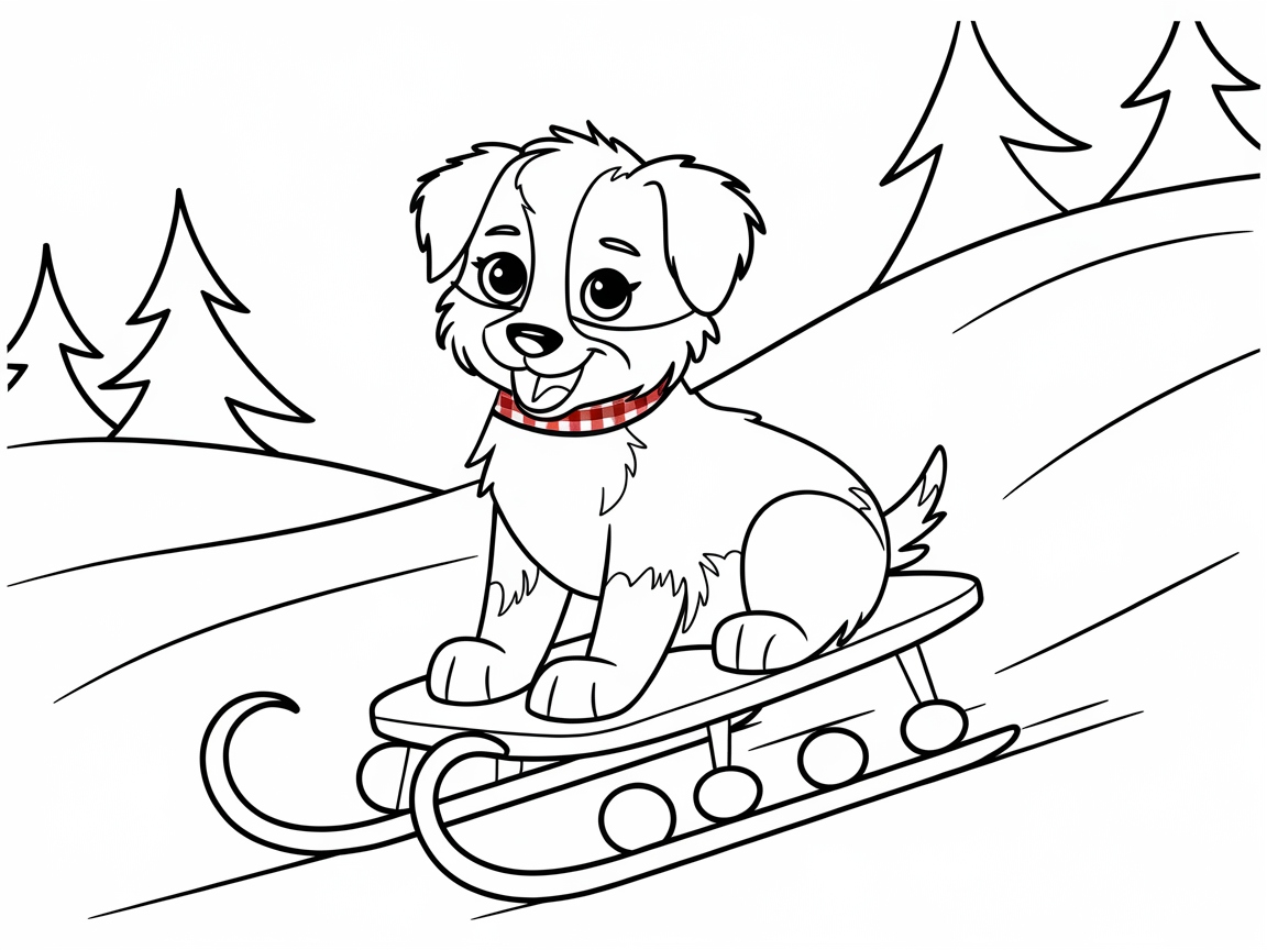 Snowy Sled Ride with an Australian Shepherd Puppy