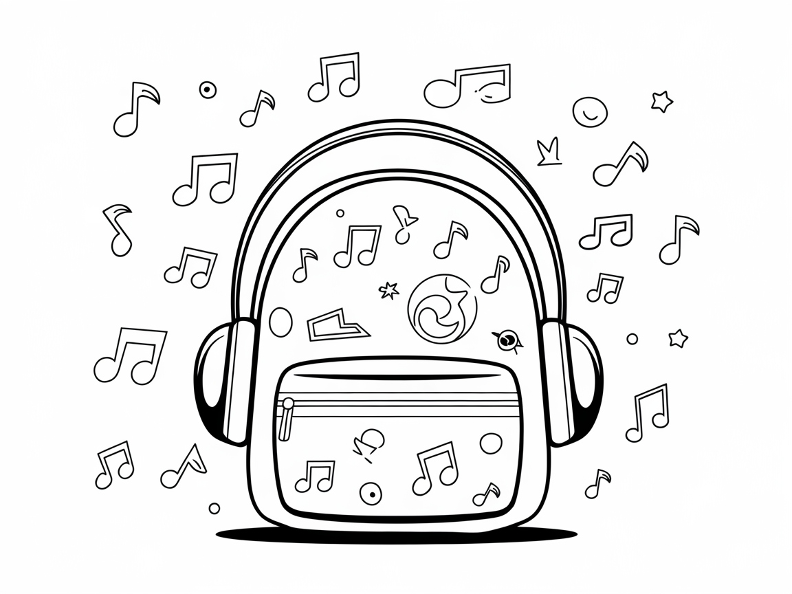 Tune In with This Musical Backpack Coloring Page