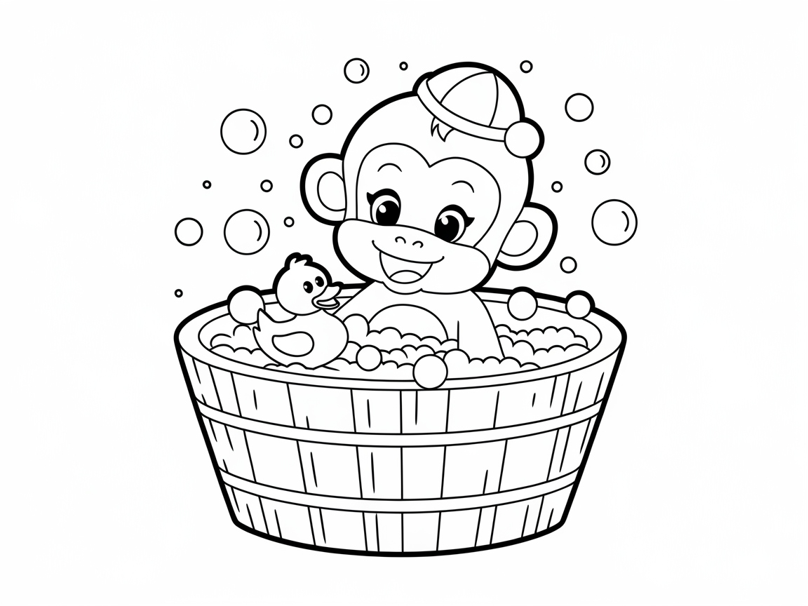 Bubbly Bath Time with a Cheerful Monkey