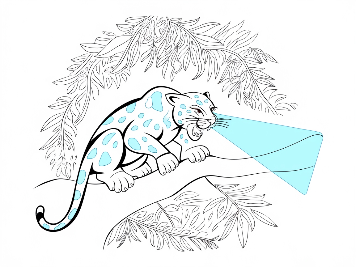 Jungle Cat Unleashing Atomic Beam Coloring Page