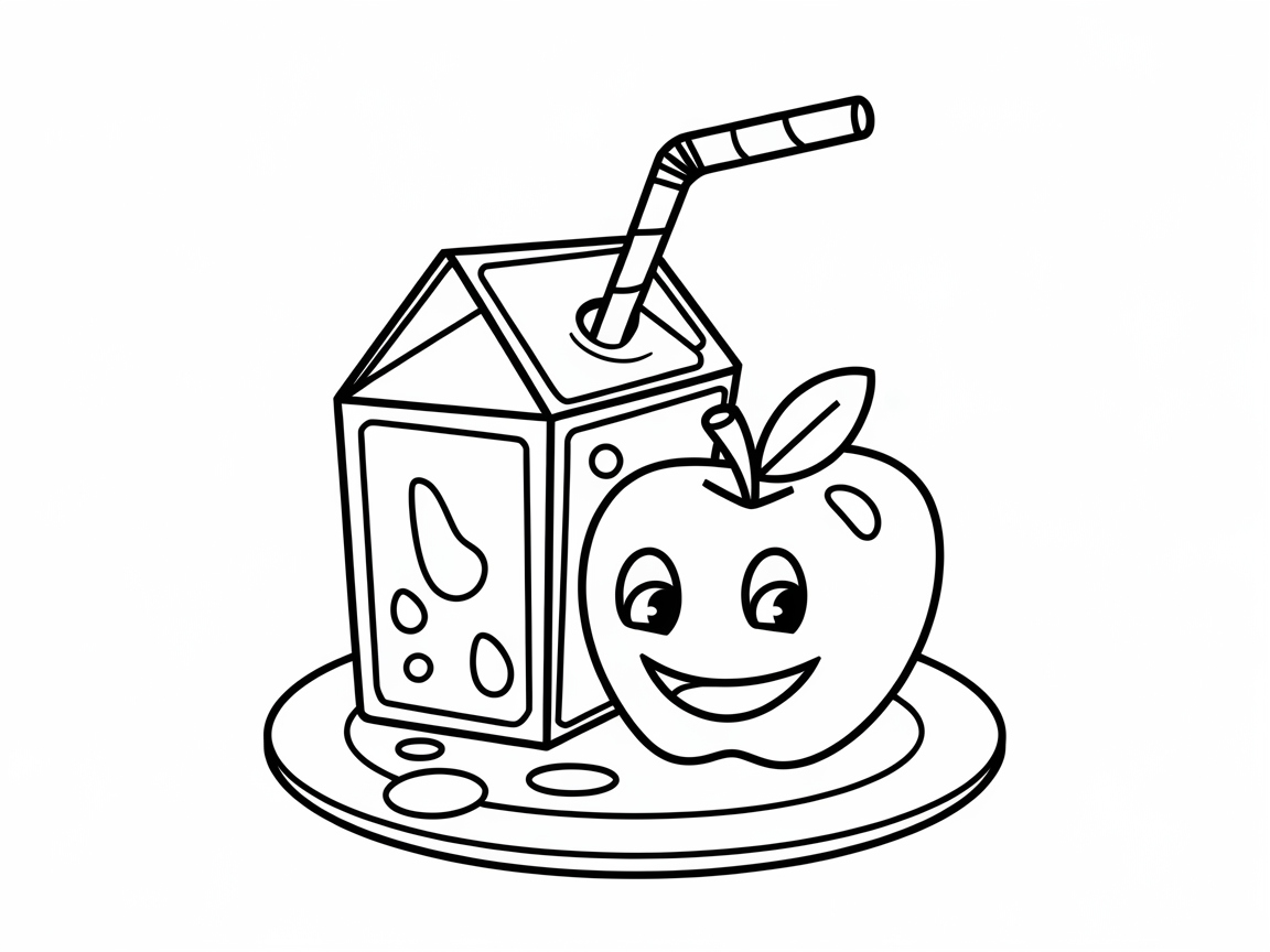 Smiling Apple and Juice Box Duo