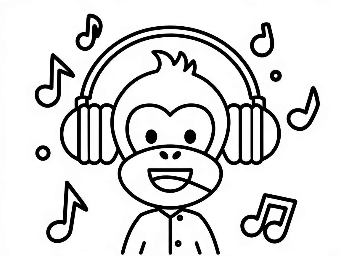 Jam Out with This Musical Monkey Coloring Page