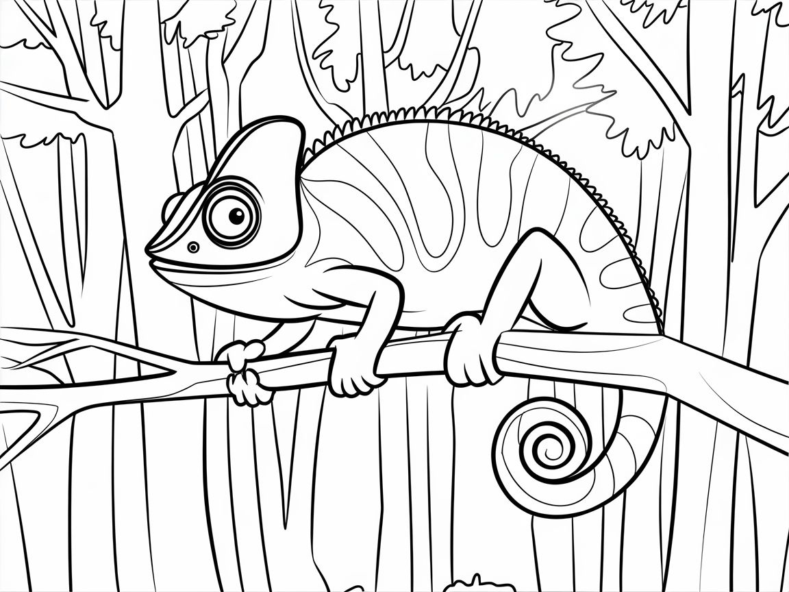 Charming Chameleon in the Jungle
