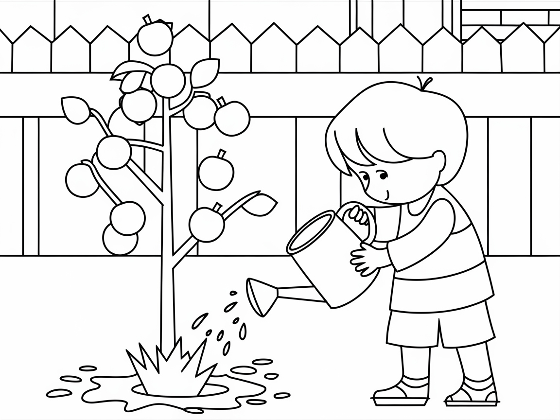 Nurture Nature with This Watering Apple Tree Page