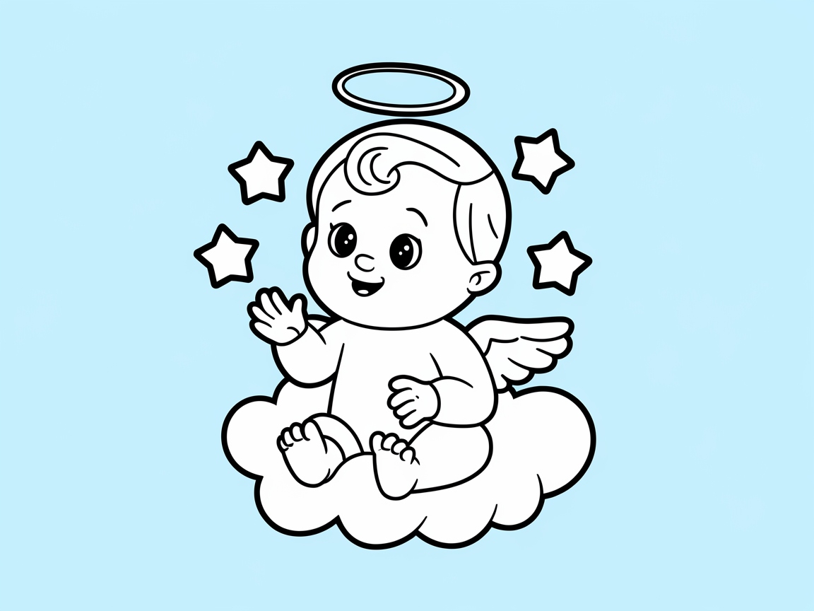 Adorable Angel on a Fluffy Cloud