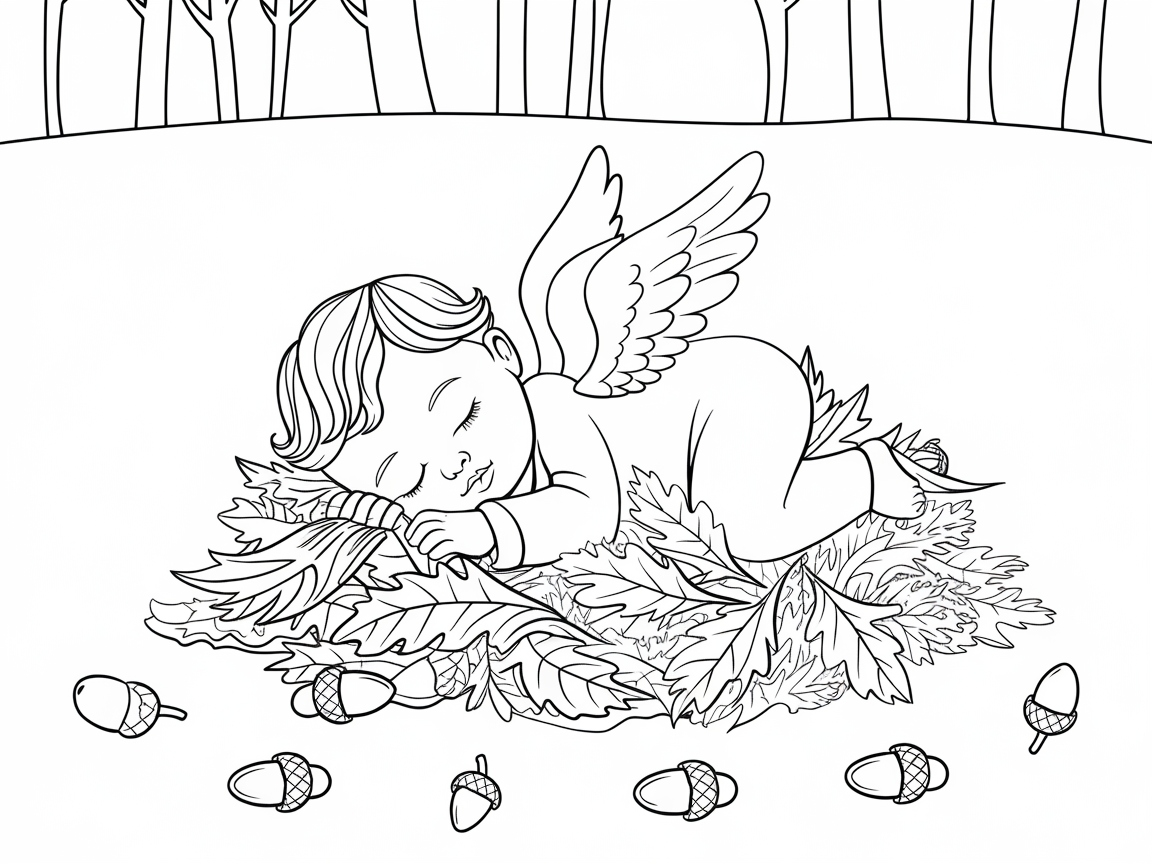 Peaceful Autumn Slumber with a Baby Angel