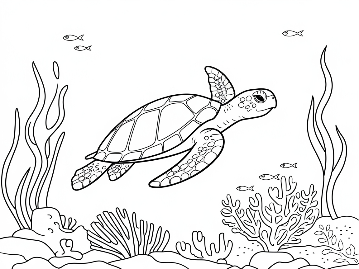 Serene Sea Turtle Adventure for Coloring