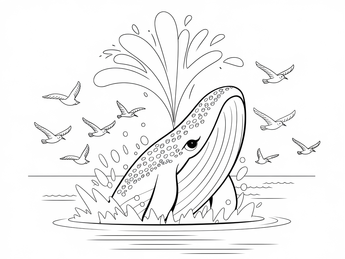 Majestic Whale Breach in Ocean Scene