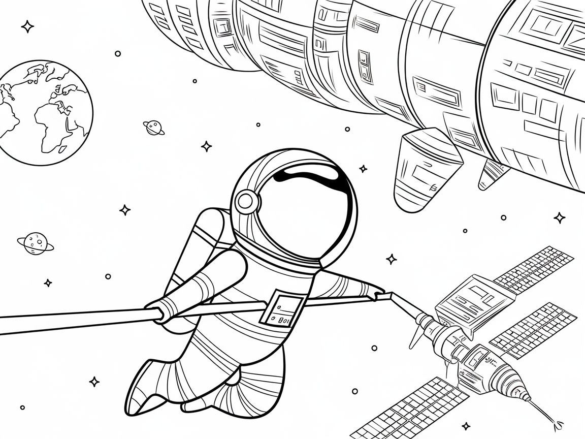 Explore the Cosmos with This Space Adventure Coloring Page