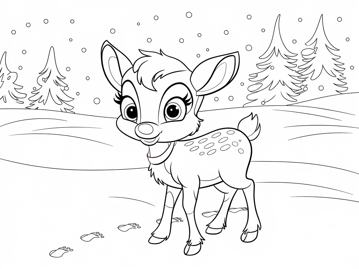 Adorable Baby Reindeer in a Winter Wonderland