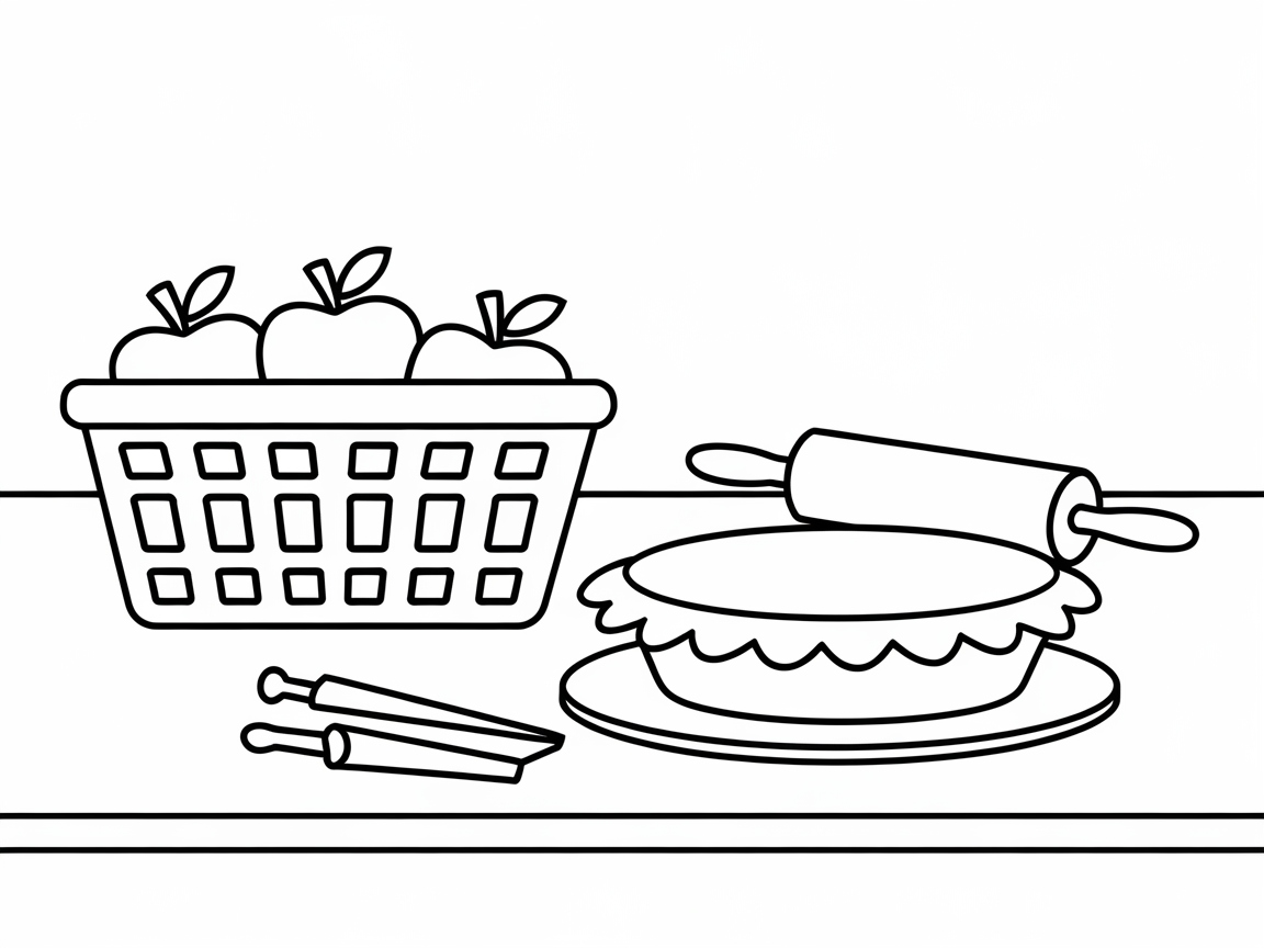 Craft an Inviting Apple Pie Scene Ready to Color