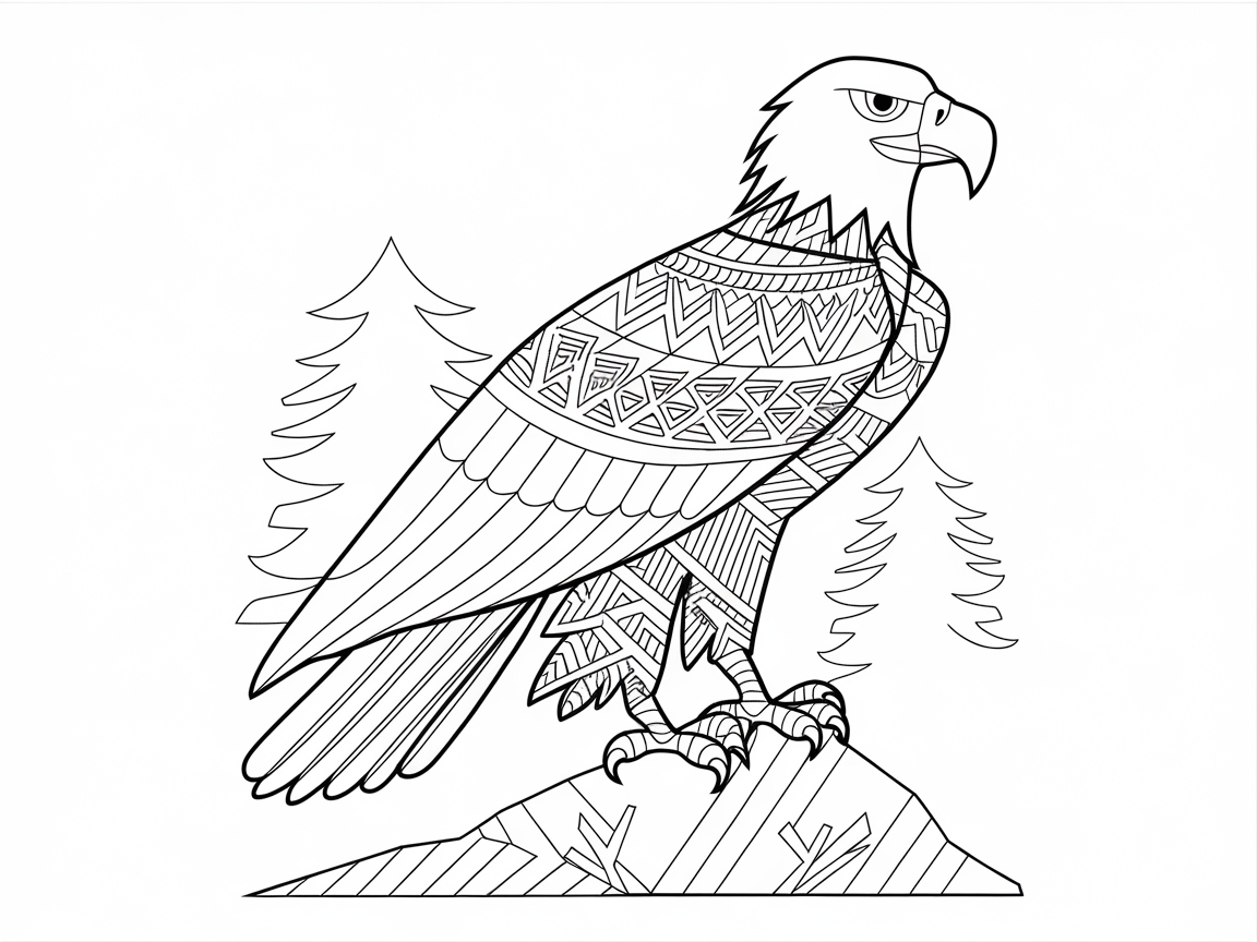 Intricate Bald Eagle with Geometric Patterns