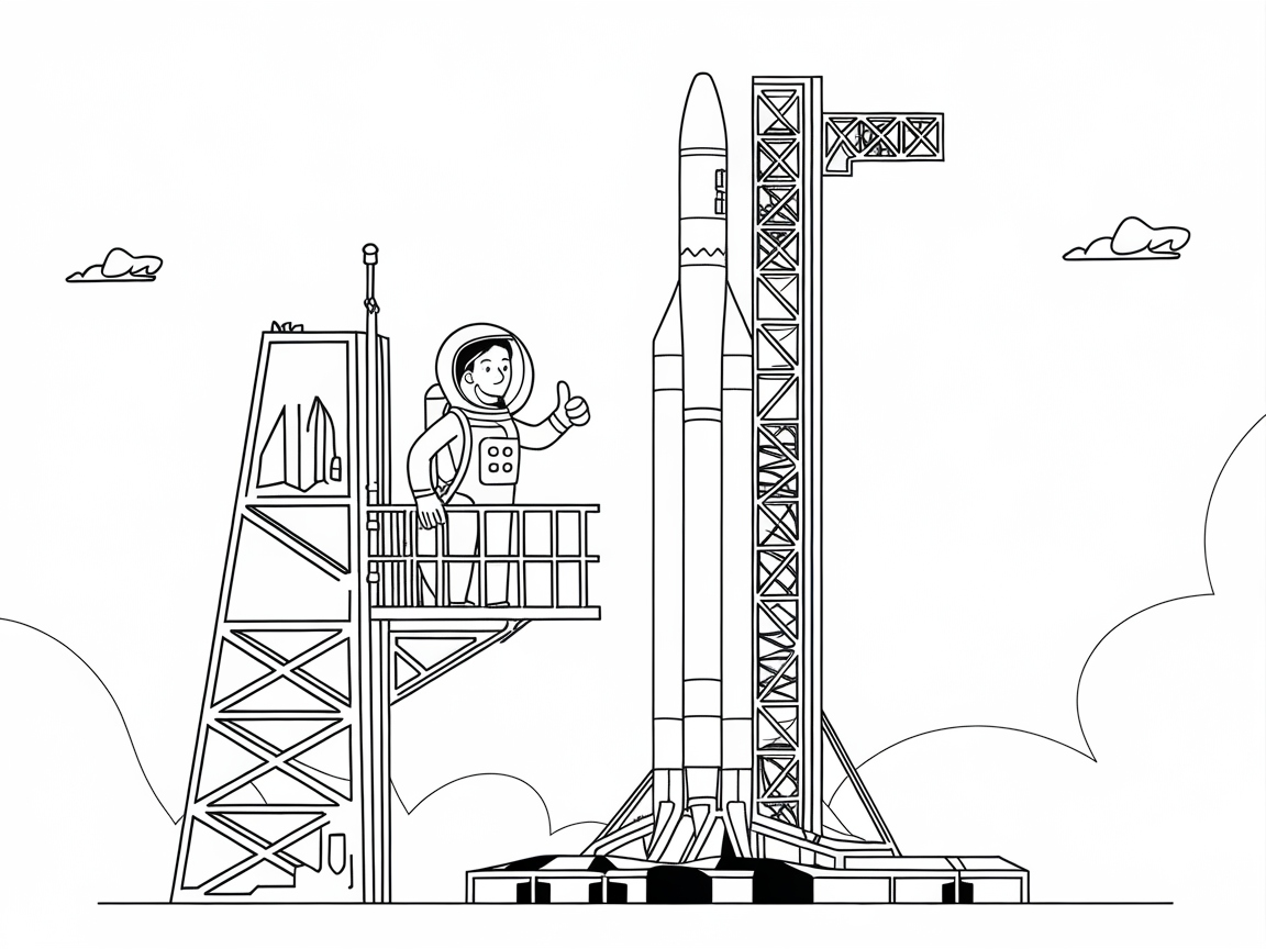 Thumbs Up for Liftoff: A Rocket Launch Scene