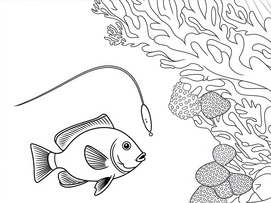 Color This Curious Angler Fish and Reef
