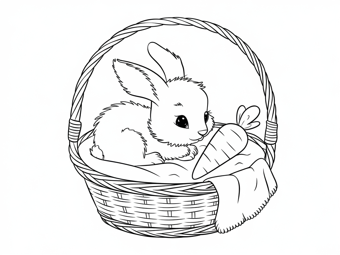 Cozy Bunny Basket Coloring Delight