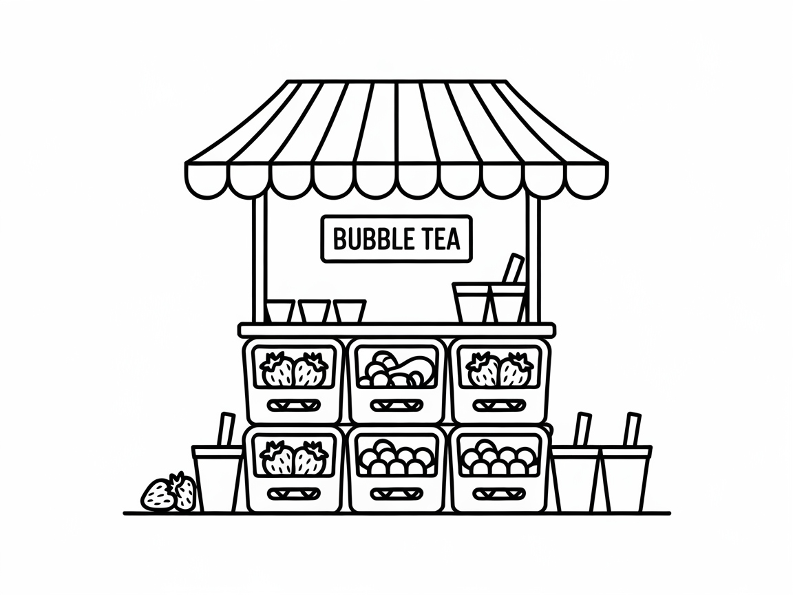 Bustling Bubble Tea Stand Scene