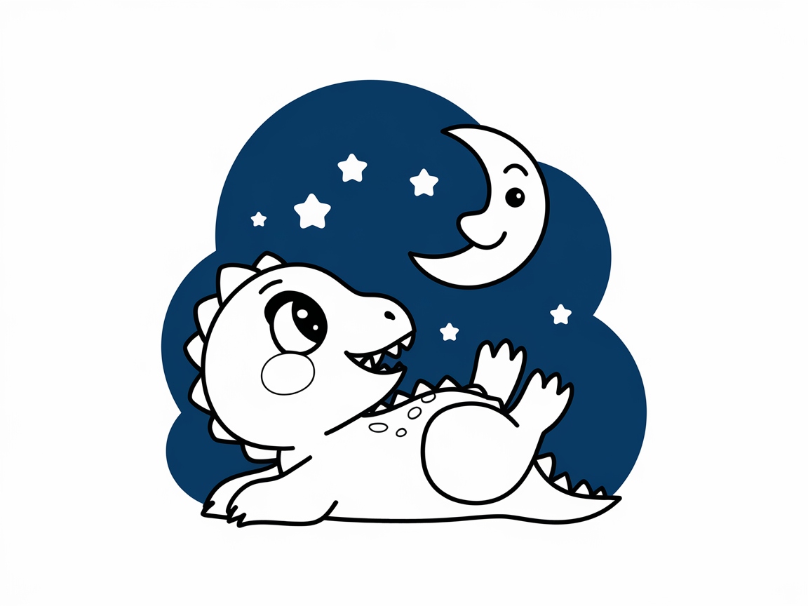 Dreamy Baby Raptor Under a Starry Sky