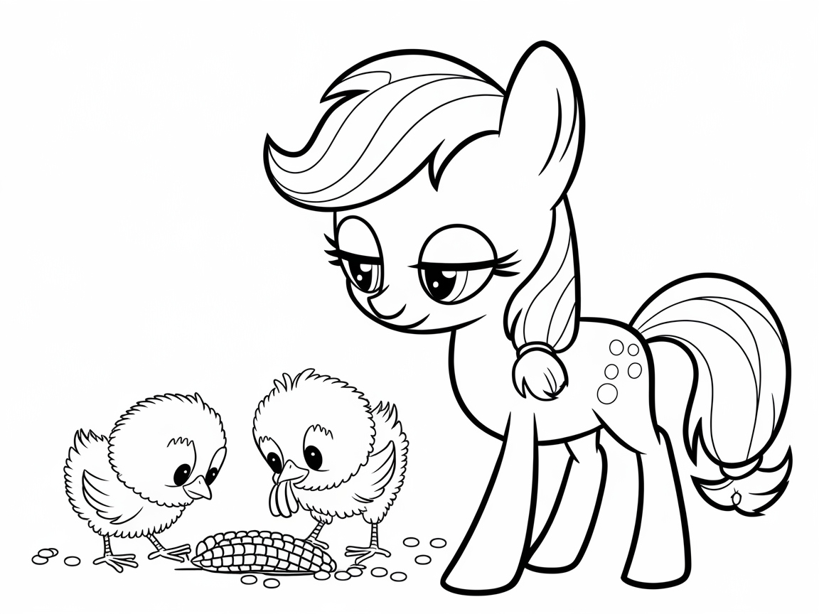 Pony and Chickens Have a Farmyard Feast