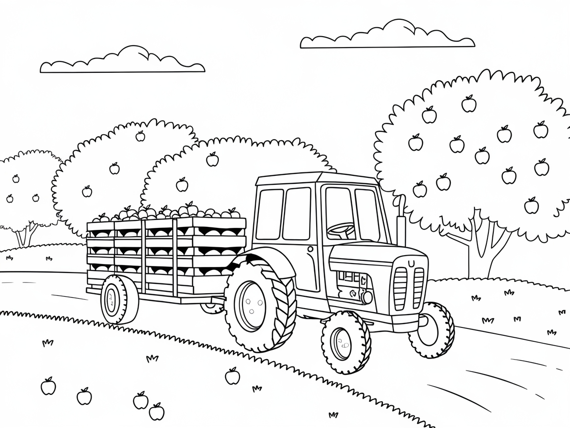 Tractor Trek Through the Apple Orchard