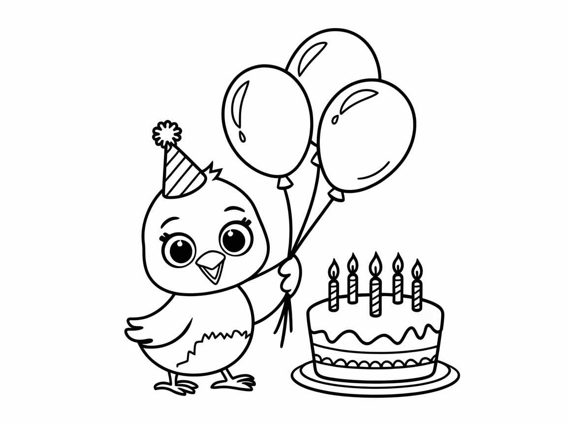 Celebrate with This Birthday Chick Coloring Page