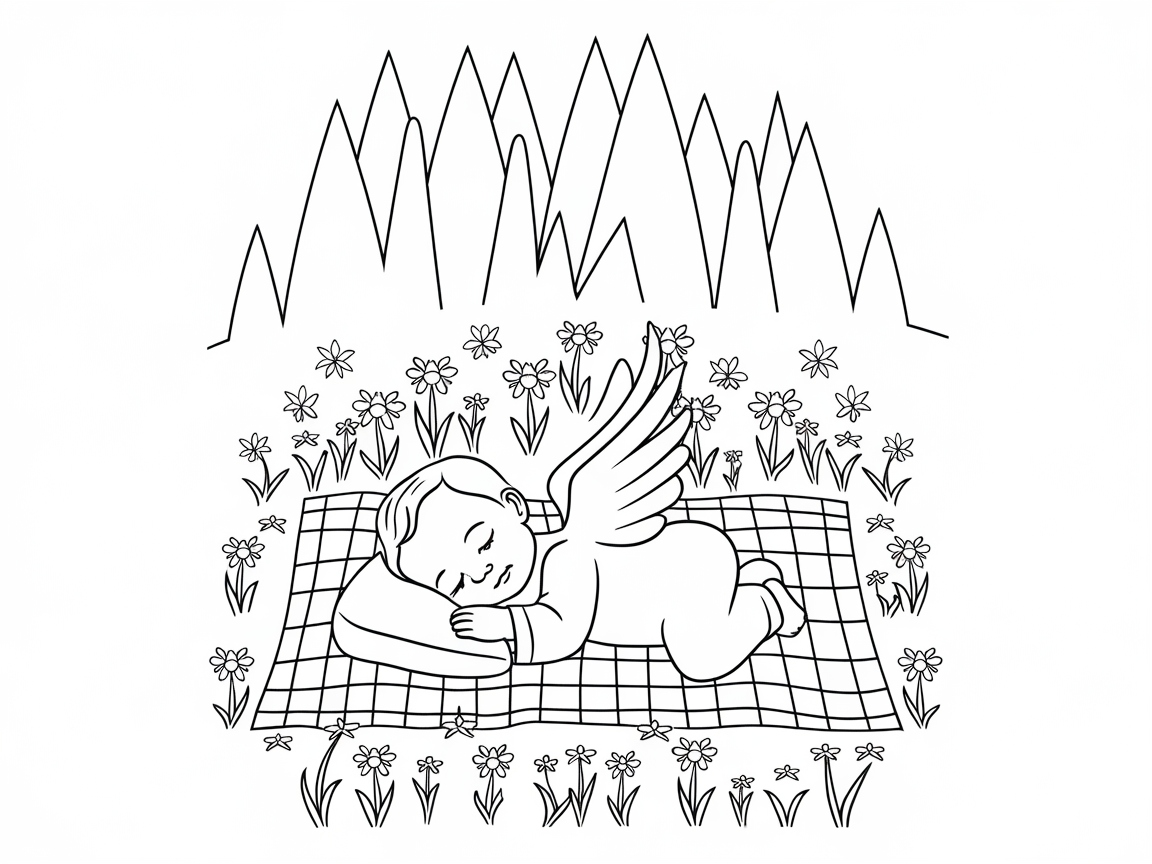Picnic Dreams with a Baby Angel in a Meadow