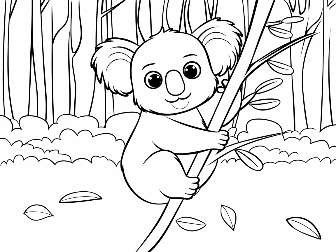 Adorable Baby Koala in the Eucalyptus Forest
