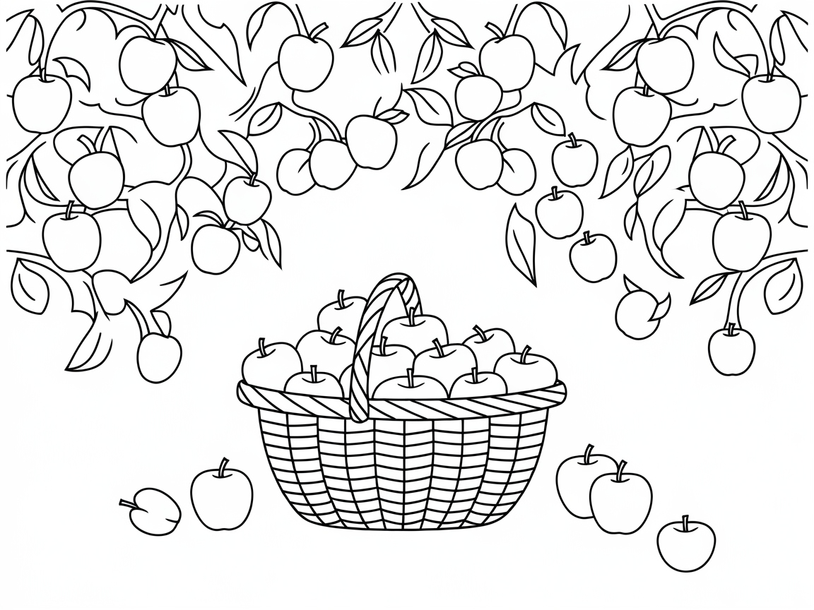 Dive Into Harvest Time with This Basket of Apples Coloring Page