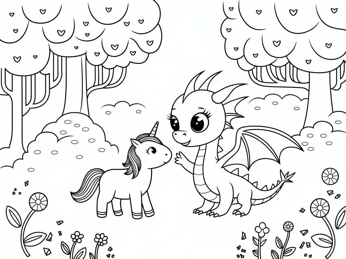 Magical Meet-Up: Baby Dragon and Unicorn